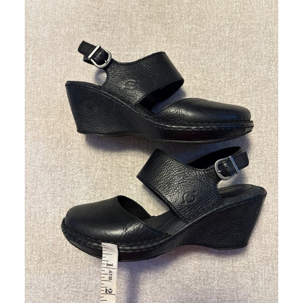 Born Black Leather Slingback Clogs Comfort Shoes Women’s Size 7 Closed Toe - Picture 9 of 10